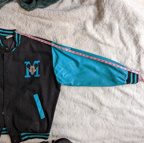 Teal & Purple 90s Mickey Mouse Disney letterman's jacket unisex large - Picture 5 of 16